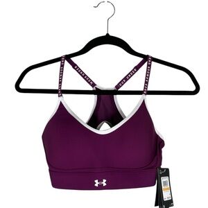 Under Armour Burgundy & White Yoga Workout Athletic Sports Bra Size Small New!